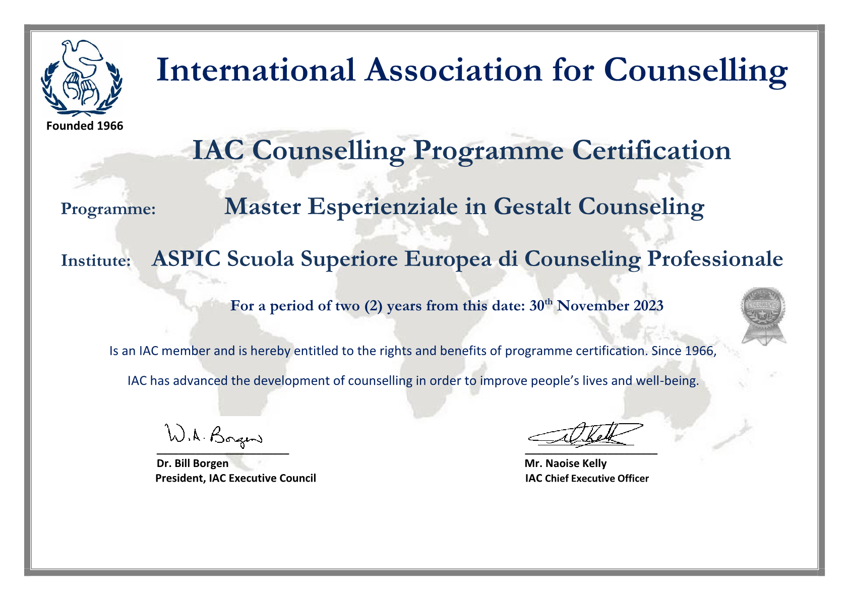 IAC Certificate